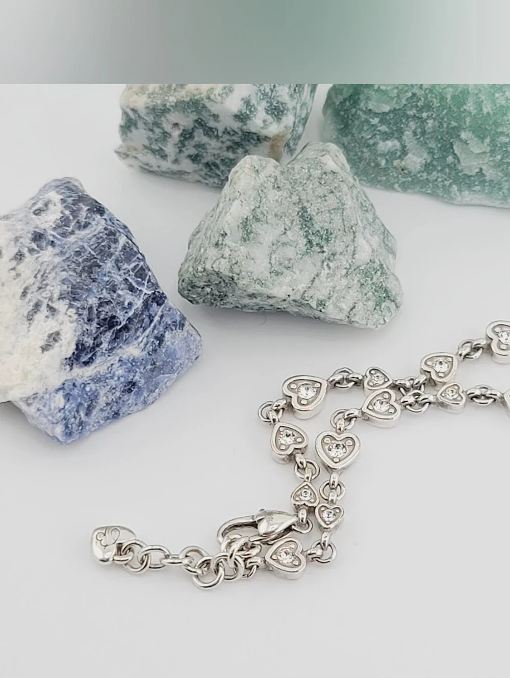 Brighton Meridian "Love Notes" Bracelet! Swarovski Crystal Inset In Heart Links! - Picture 6 of 11